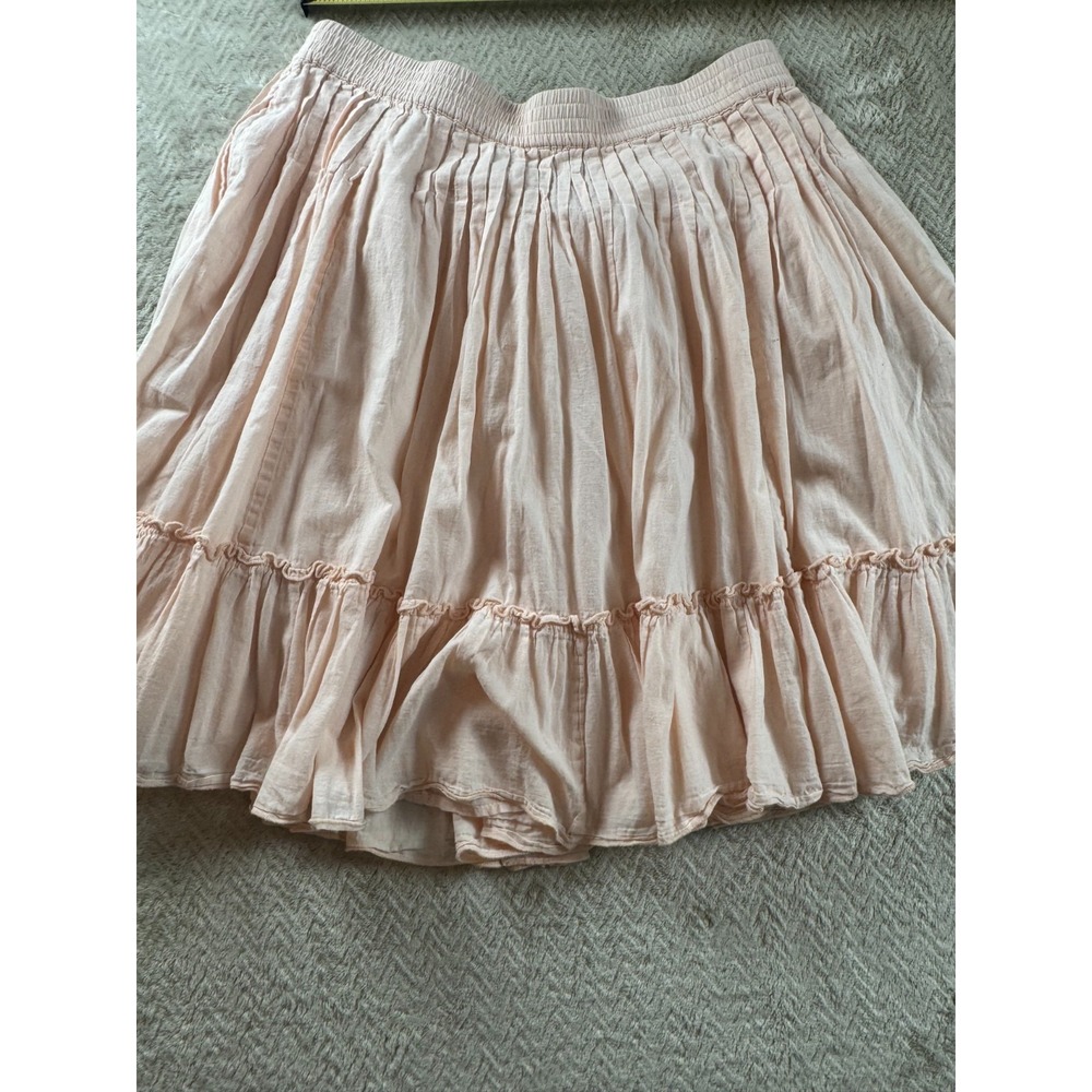 Gap Mini Skirt Womens XS Pink Cotton Elastic Waist Ruffle Pull On Classic - Picture 3 of 11